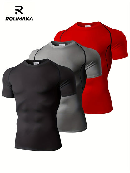 Mens Compression Workout Tshirt Set for Outdoor Sports