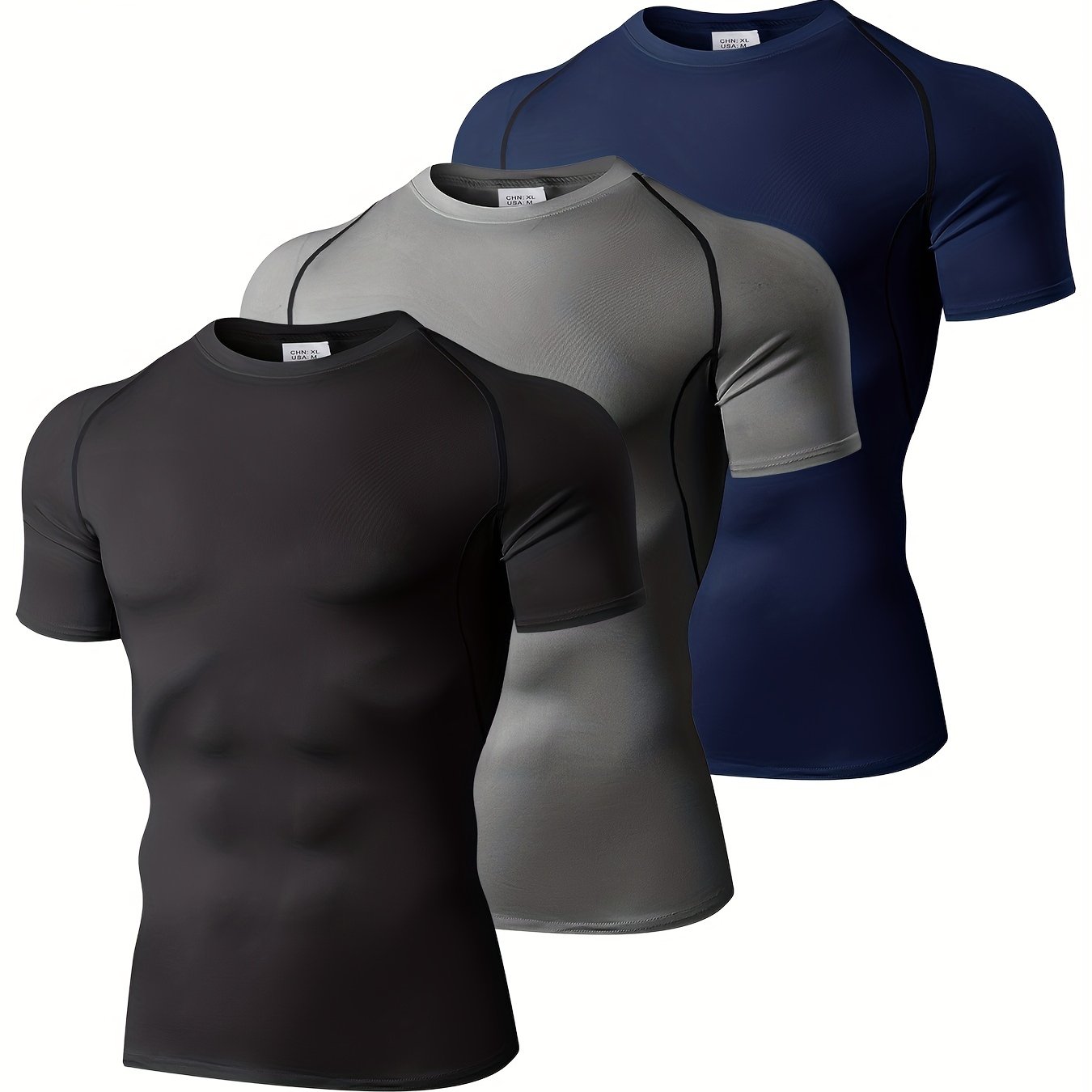 Mens Compression Workout Tshirt Set for Outdoor Sports