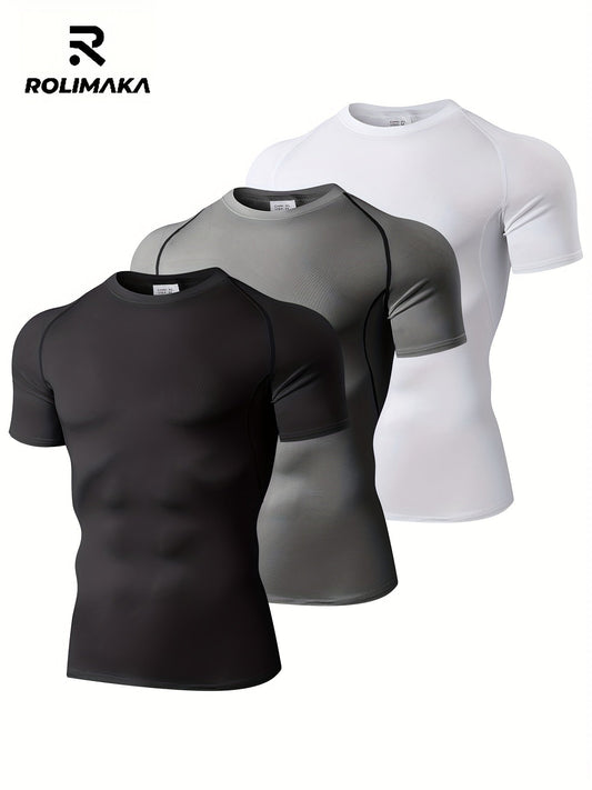 Mens Compression Workout Tshirt Set for Outdoor Sports