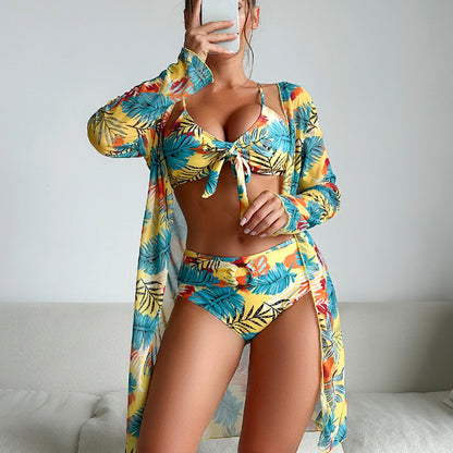 Fashion Multi-color Printed Bikini Three-piece Women's Swimsuit